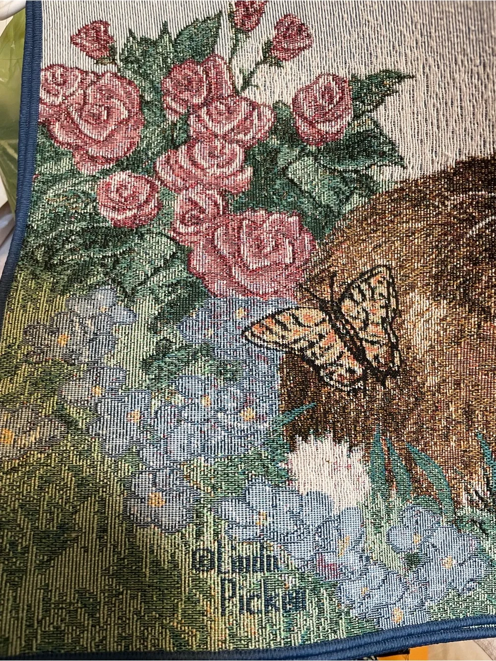 Vintage Rabbit & Butterfly Tapestry Placemat Set of 4 - by Linda Pickell